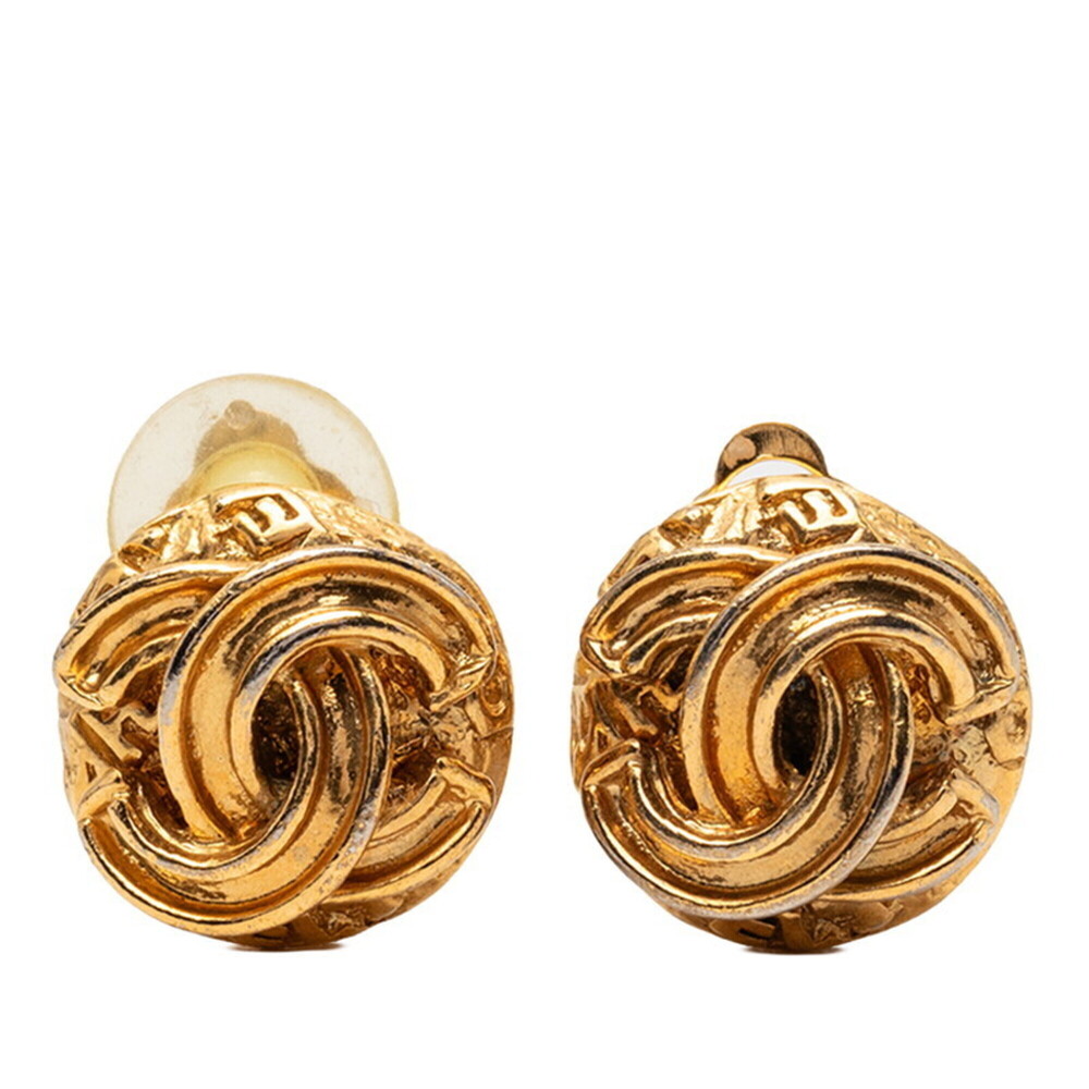 CHANEL Gold Logo Earrings - Picture 1 of 4